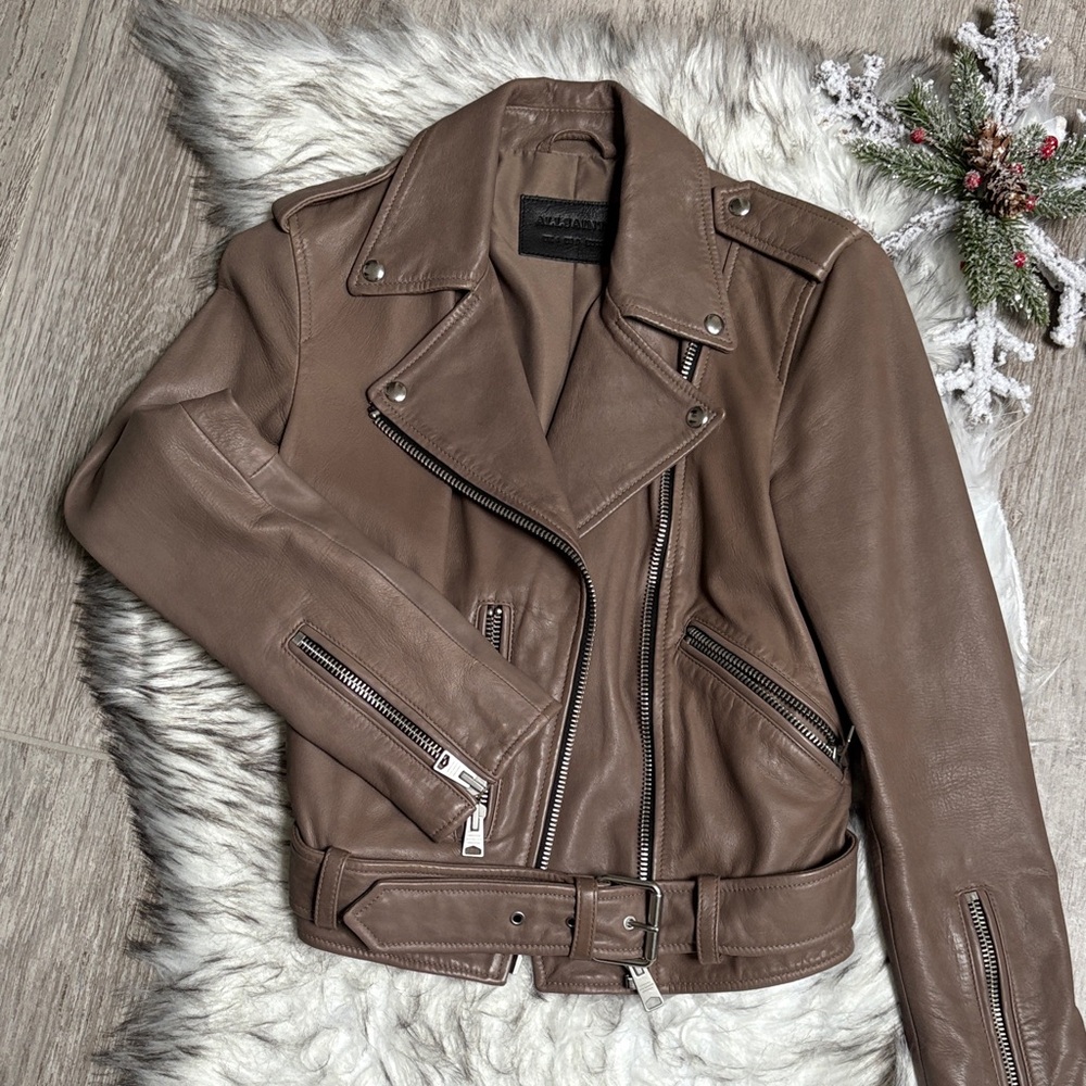 All Saints Brown Leather Jacket